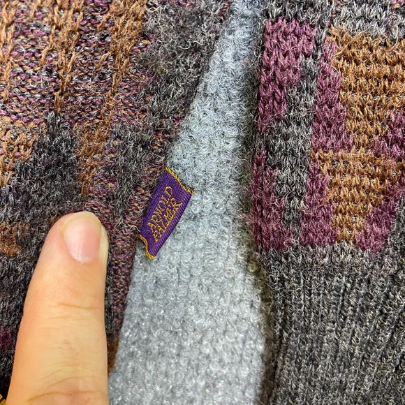 Arnold Palmer Men's Large Pullover‎ Sweater Quarter Button 90s Orange Purple - Picture 3 of 6